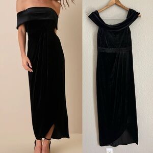 NWOT Black Velvet Off-the-Shoulder Maxi Dress